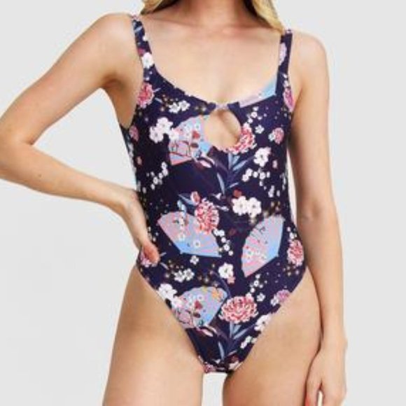 New Mosmann Navy Floral One Piece Bathing Suit | NWT S, M, L - Picture 2 of 16